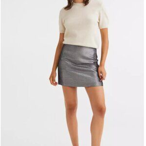 H&M Metallic Grey Mini Skirt Size 8
